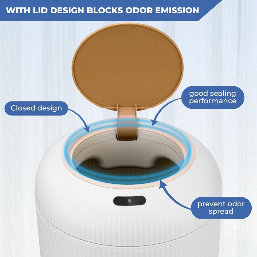 Pukomc 2 pk Smart Sensor Trash Can 3 Gallon + 2.6 Gallon Hand Free Touchless - Picture 4 of 7